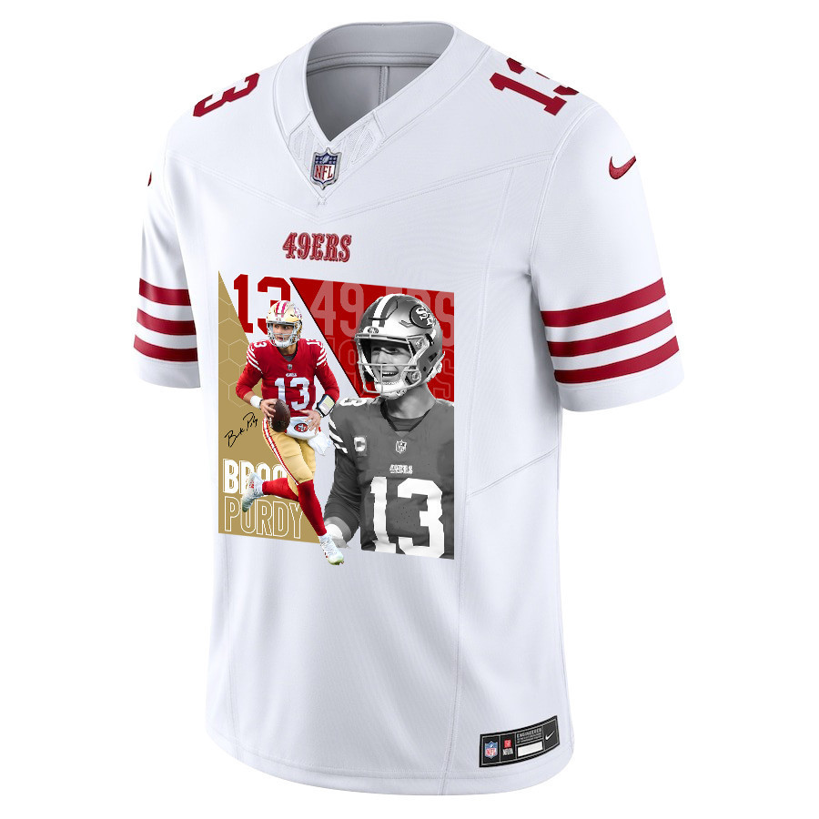 Alternative view of Brock Purdy 13 San Francisco 49ers The Son of Steel Game Men Jersey - White JS6520 nicesnker