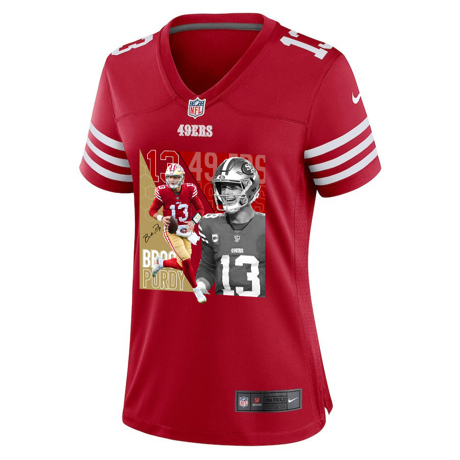 Alternative view of Brock Purdy 13 San Francisco 49ers The Son of Steel Women Game Jersey - Scarlet JS3100 nicesnker