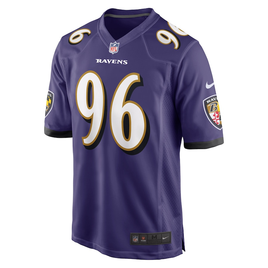Alternative view of Broderick Washington 96 Baltimore Ravens Men Game Jersey - Purple JS9564 nicesnker