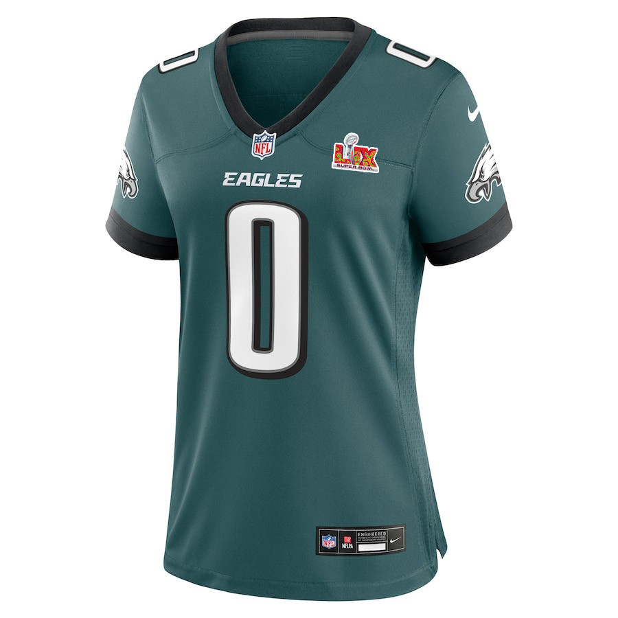 Alternative view of Bryce Huff #0 Philadelphia Eagles Super Bowl LIX Women's Jersey - Midnight Green JS4291 nicesnker