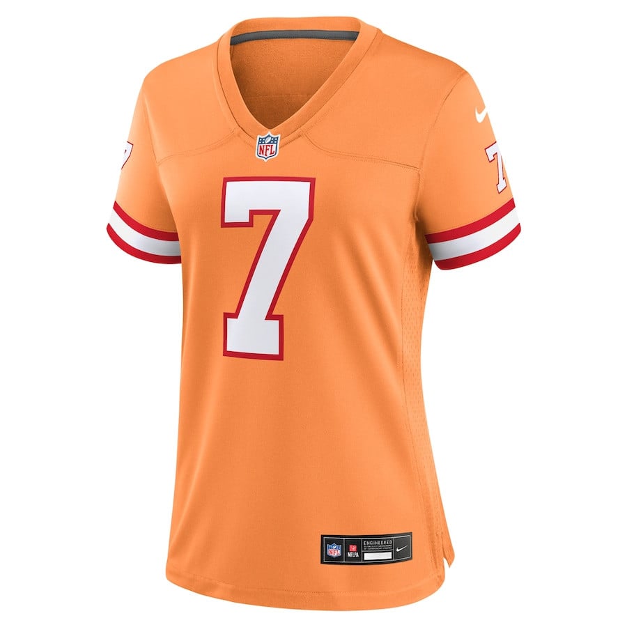 Alternative view of Bucky Irving 7 Tampa Bay Buccaneers Women's Alternate Game Jersey - Orange JS9686 nicesnker