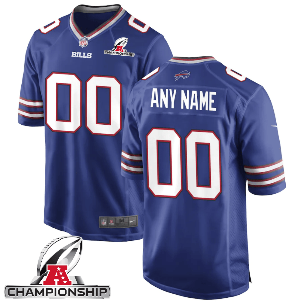 Buffalo Bills AFC Championship Patch Game Men Custom Jersey - Royal JS7967 nicesnker