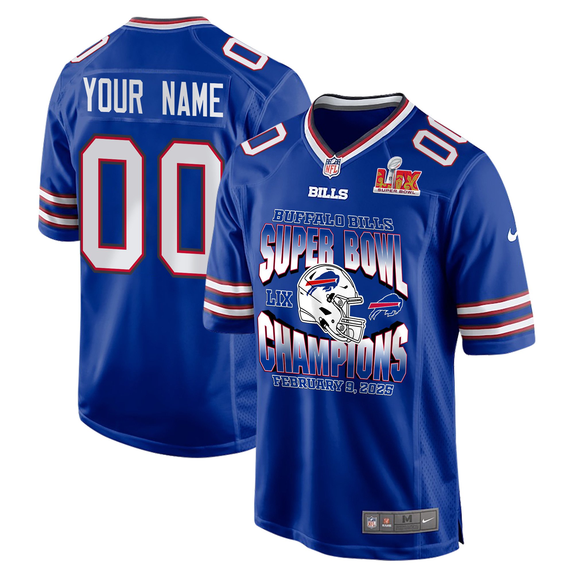 Buffalo Bills Super Bowl LIX Champions Helmet Game Men Custom Jersey - Royal JS7783 nicesnker