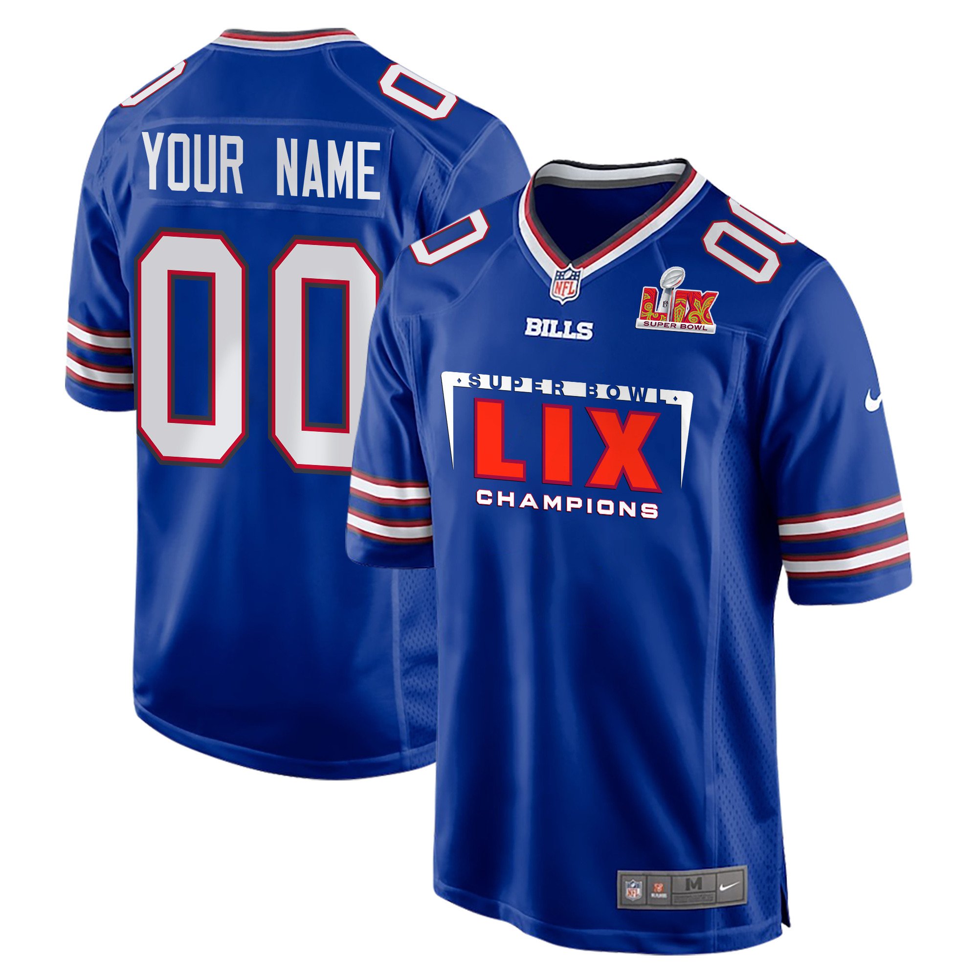 Buffalo Bills Super Bowl LIX Champions Simple Style V2 Game Men Custom Jersey - Royal JS1859 nicesnker