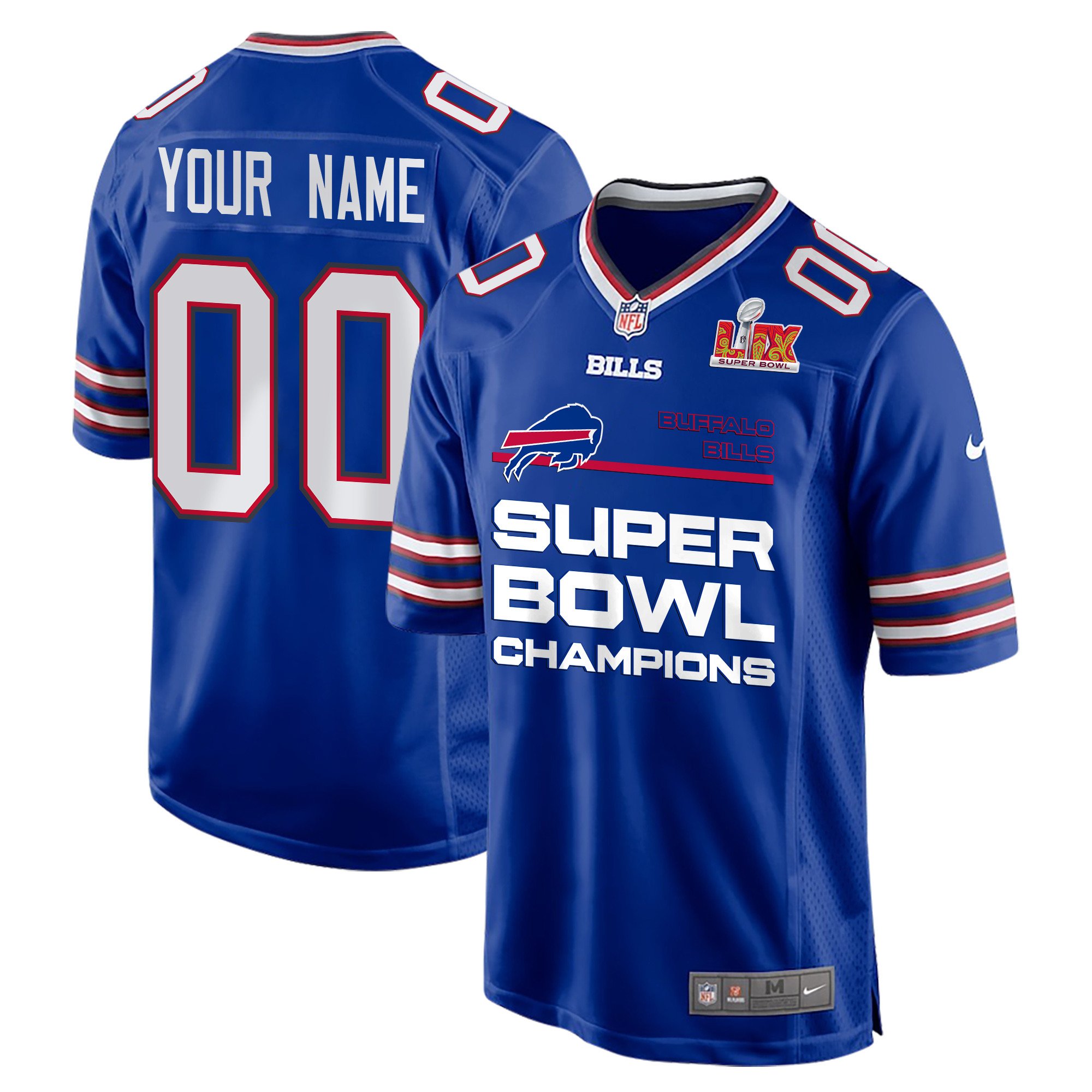 Buffalo Bills Super Bowl LIX Champions Straight Text Game Men Custom Jersey - Royal JS3374 nicesnker