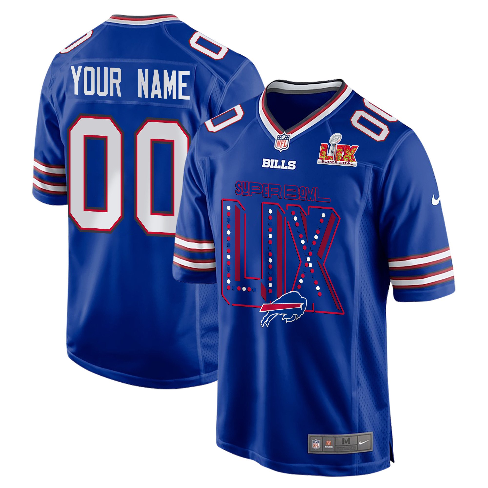 Buffalo Bills Super Bowl LIX V2 Game Men Custom Jersey - Royal JS8988 nicesnker