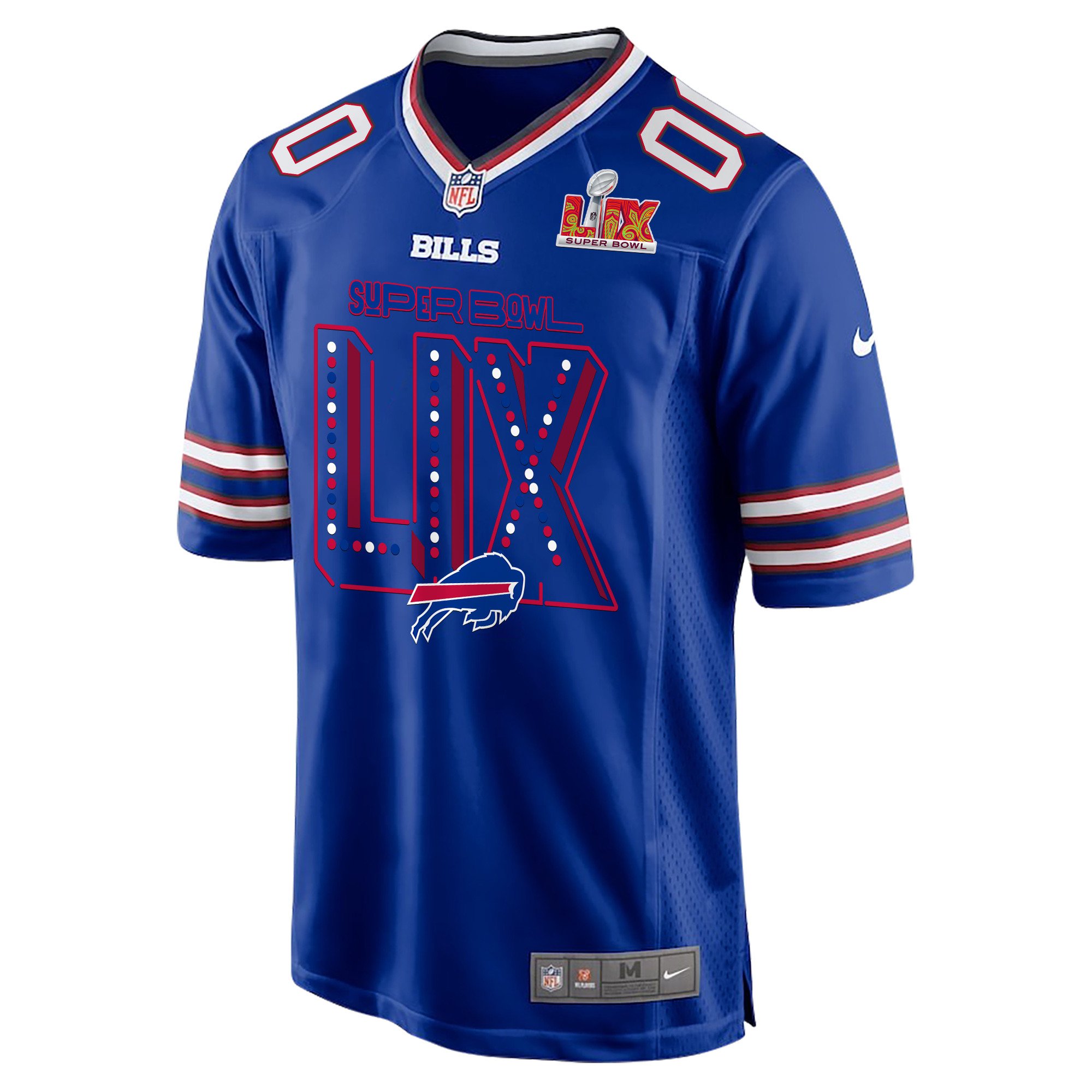 Alternative view of Buffalo Bills Super Bowl LIX V2 Game Men Custom Jersey - Royal JS8988 nicesnker
