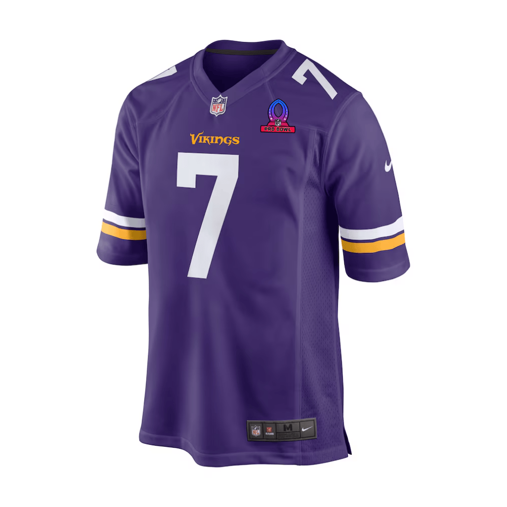 Alternative view of Byron Murphy Jr. 7 Baltimore Ravens 2025 Pro Bowl Patch Game Men Jersey - Purple JS9545 nicesnker