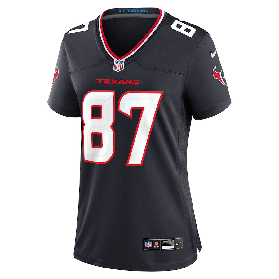 Alternative view of Cade Stover 87 Houston Texans Women Team Game Jersey - Navy JS1113 nicesnker
