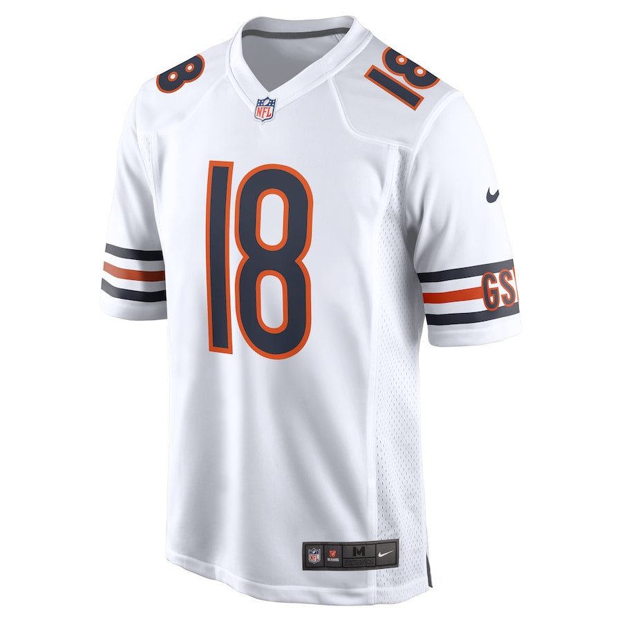 Alternative view of Caleb Williams 18 Chicago Bears 2024 NFL Draft First Round Pick Player Game Jersey - White JS3400 nicesnker