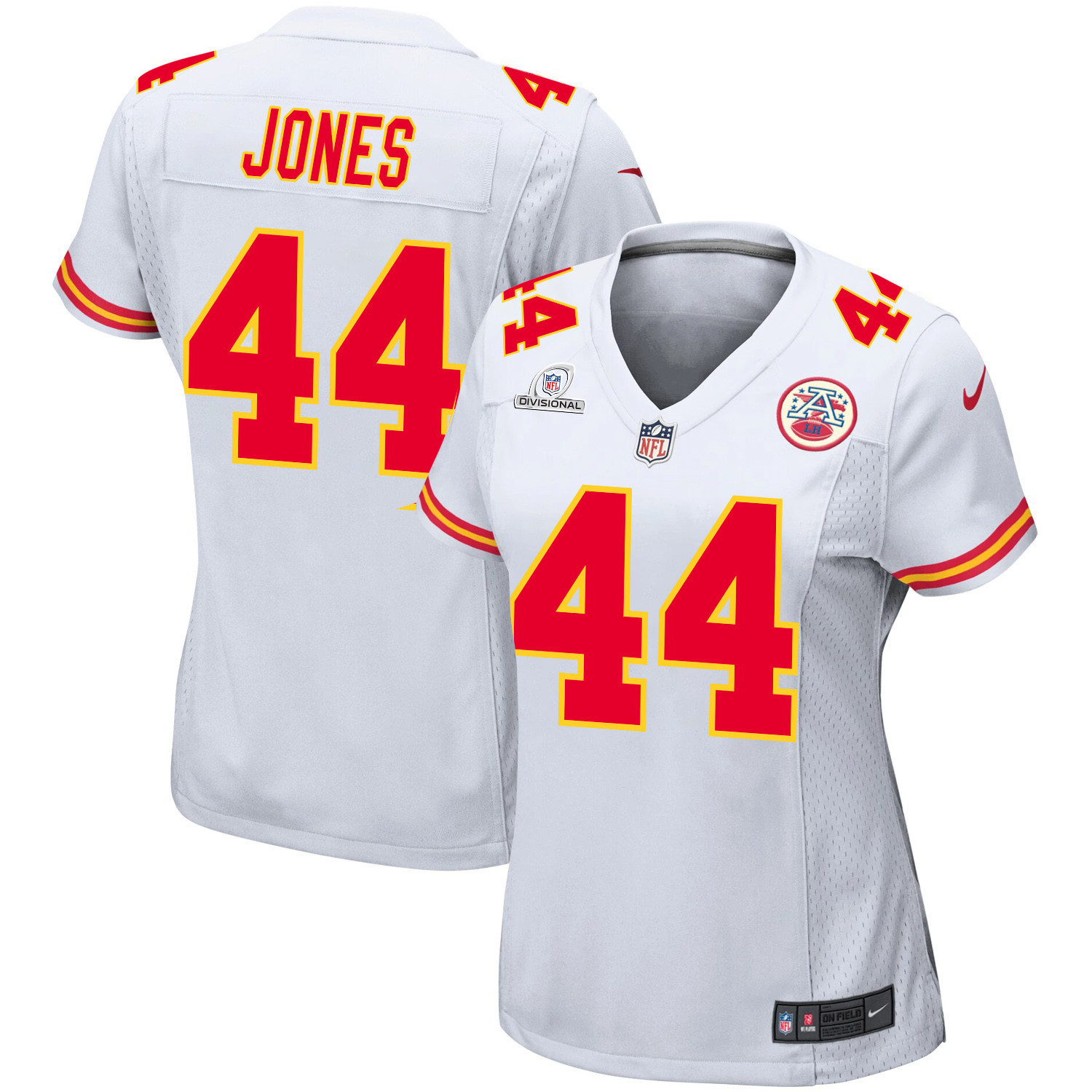 Cam Jones 44 Kansas City Chiefs Super Bowl LVIII Patch Game Women Jersey - White JS9705 nicesnker