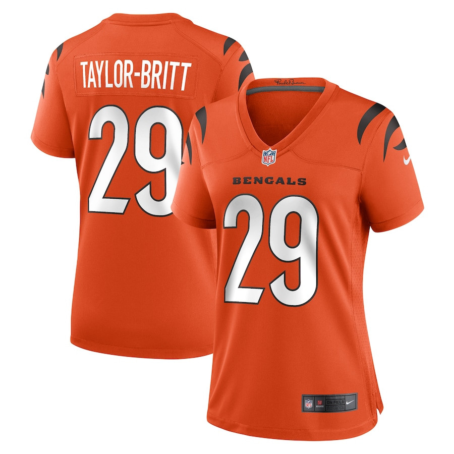 Cam Taylor-Britt 29 Cincinnati Bengals Alternate Game Women Jersey - Orange JS2493 nicesnker
