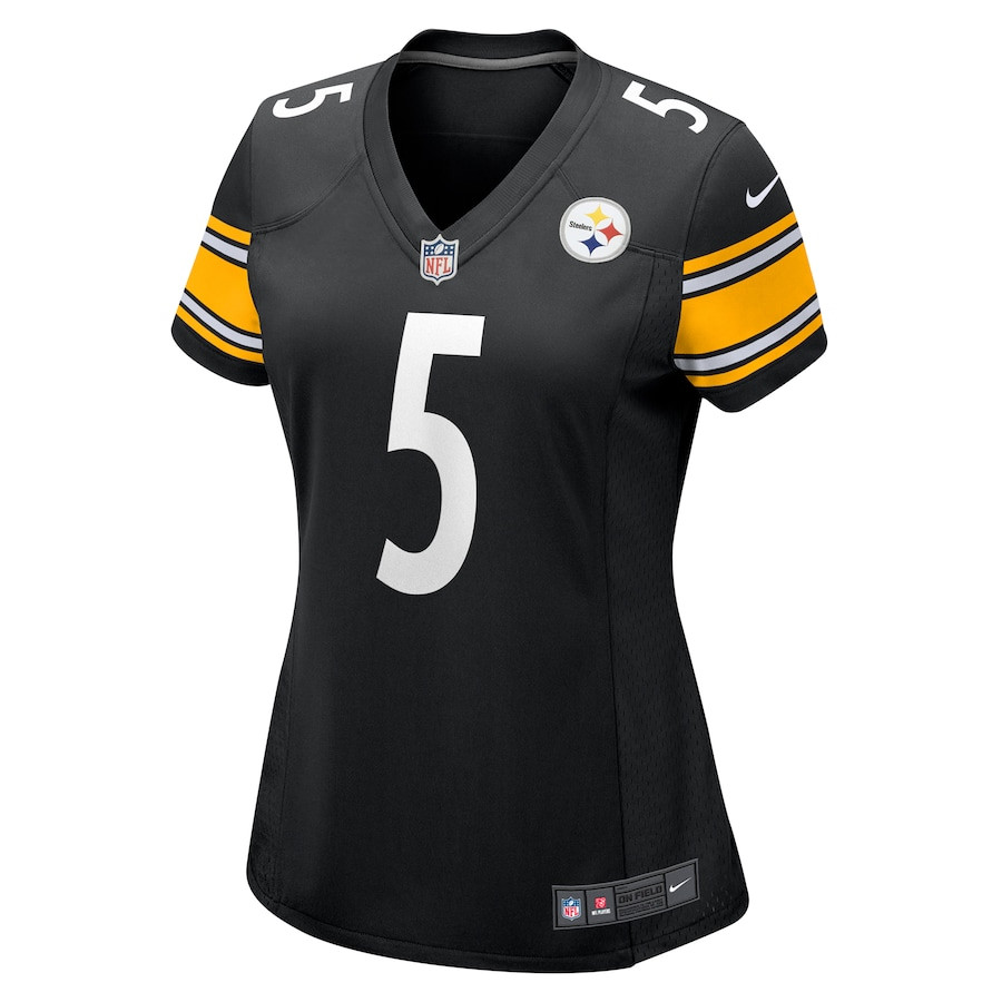 Alternative view of Cameron Johnston 5 Pittsburgh Steelers Women's Game Jersey - Black JS3854 nicesnker