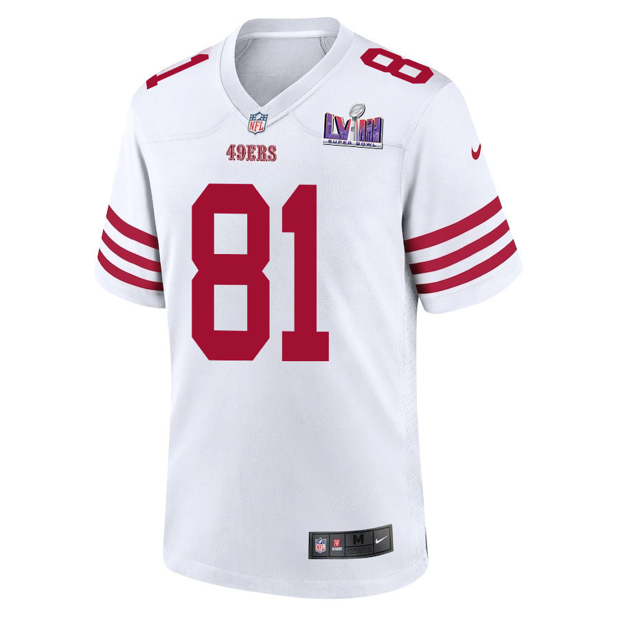 Alternative view of Cameron Latu 81 San Francisco 49ers Super Bowl LVIII Patch Game Men Jersey - White JS6044 nicesnker