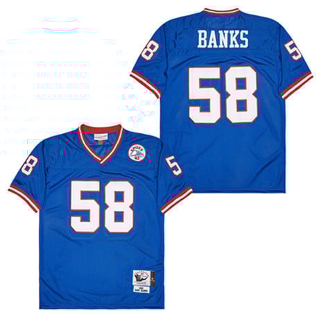 Alternative view of Carl Banks 58 New York Giants Spider Lockhart 43 Patch Throwback Men Jersey - Blue JS8576 nicesnker