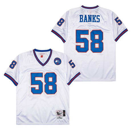 Alternative view of Carl Banks 58 New York Giants Spider Lockhart 43 Patch Throwback Men Jersey - White JS4566 nicesnker