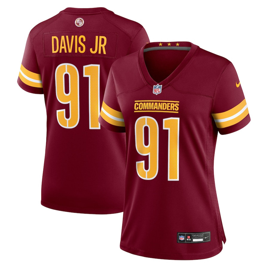 Carl Davis Jr. 91 Washington Commanders Women's Team Game Jersey - Burgundy JS3995 nicesnker