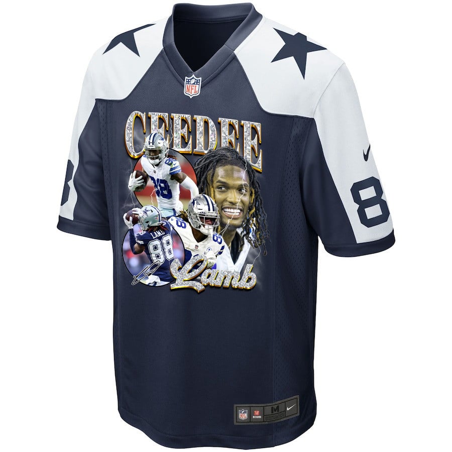 Alternative view of CeeDee Lamb 88 Dallas Cowboys Cee Works Hard Alternate Game Men Jersey - Navy JS2171 nicesnker