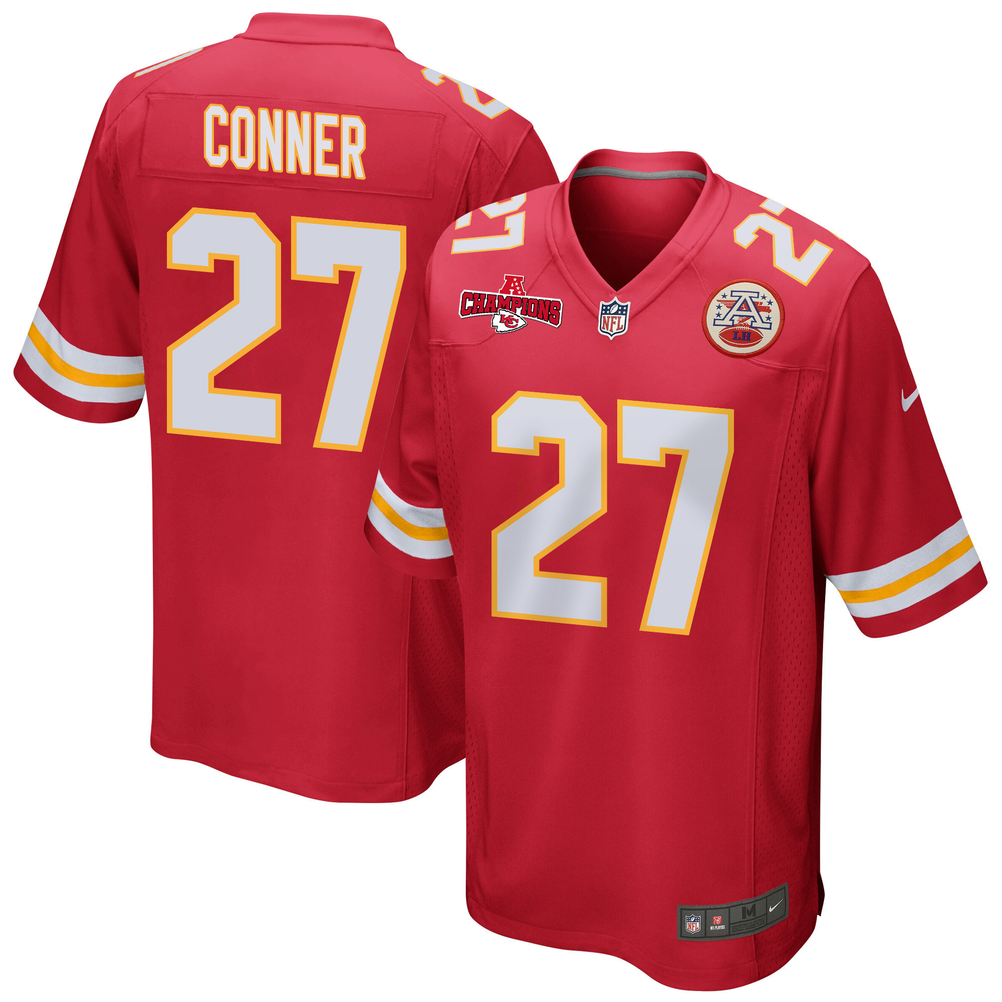 Chamarri Conner 27 Kansas City Chiefs AFC Champions Patch Game Men Jersey - Red JS9706 nicesnker