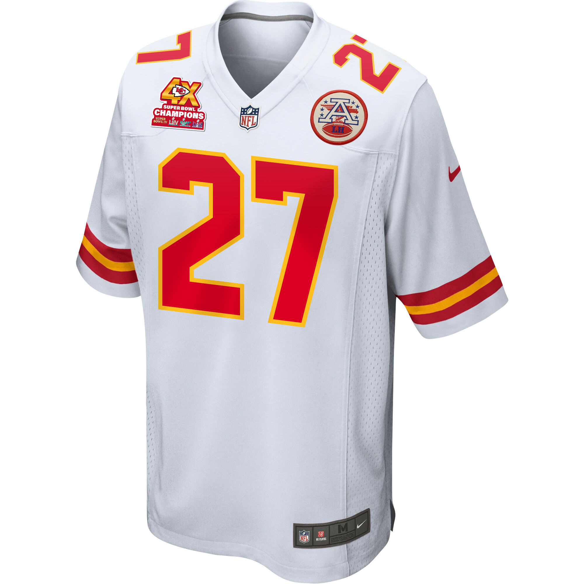 Alternative view of Chamarri Conner 27 Kansas City Chiefs Super Bowl LVIII Champions 4X Game Men Jersey - White JS2969 nicesnker