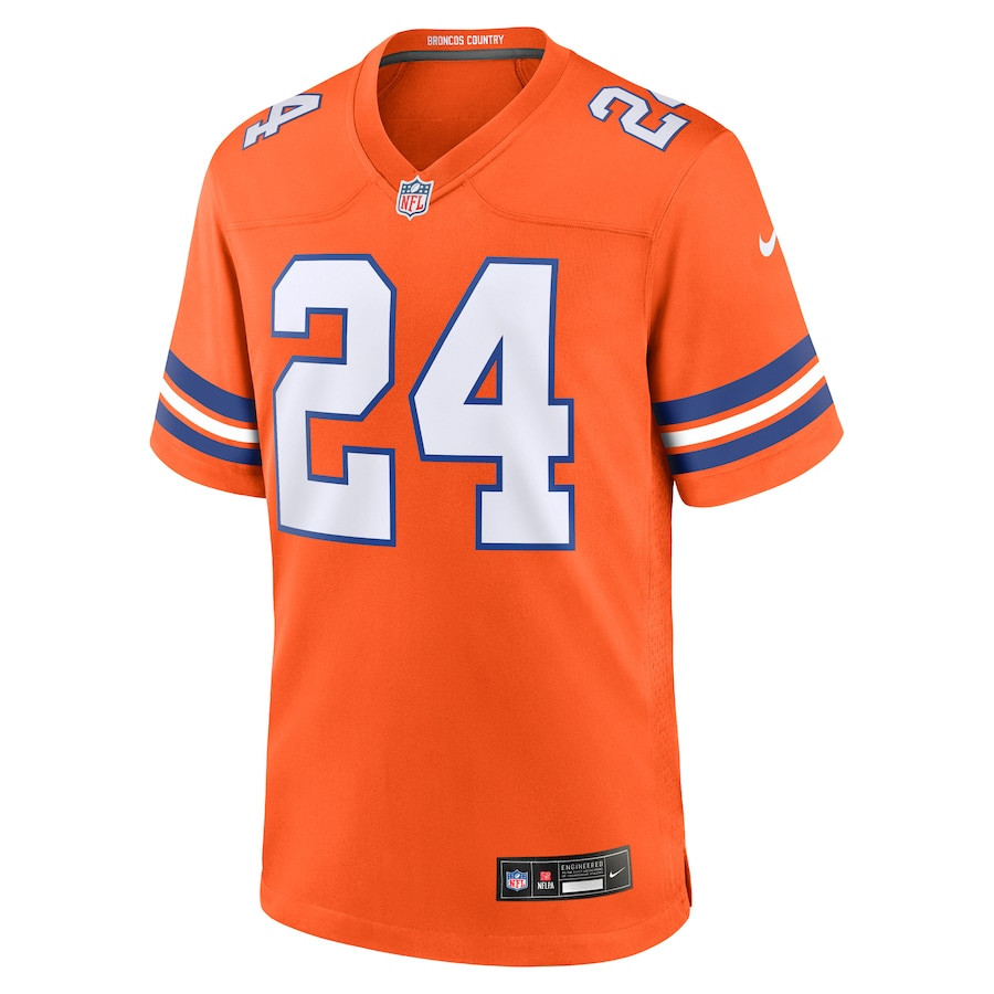 Alternative view of Champ Bailey 24 Denver Broncos Mile High Collection 1977 Throwback Retired Player Game Men Jersey - Orange JS6368 nicesnker