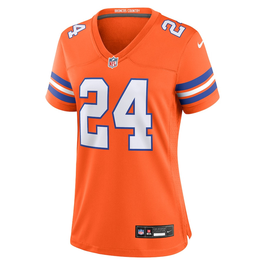 Alternative view of Champ Bailey 24 Denver Broncos Women's Mile High Collection 1977 Throwback Retired Player Game Jersey - Orange JS4251 nicesnker