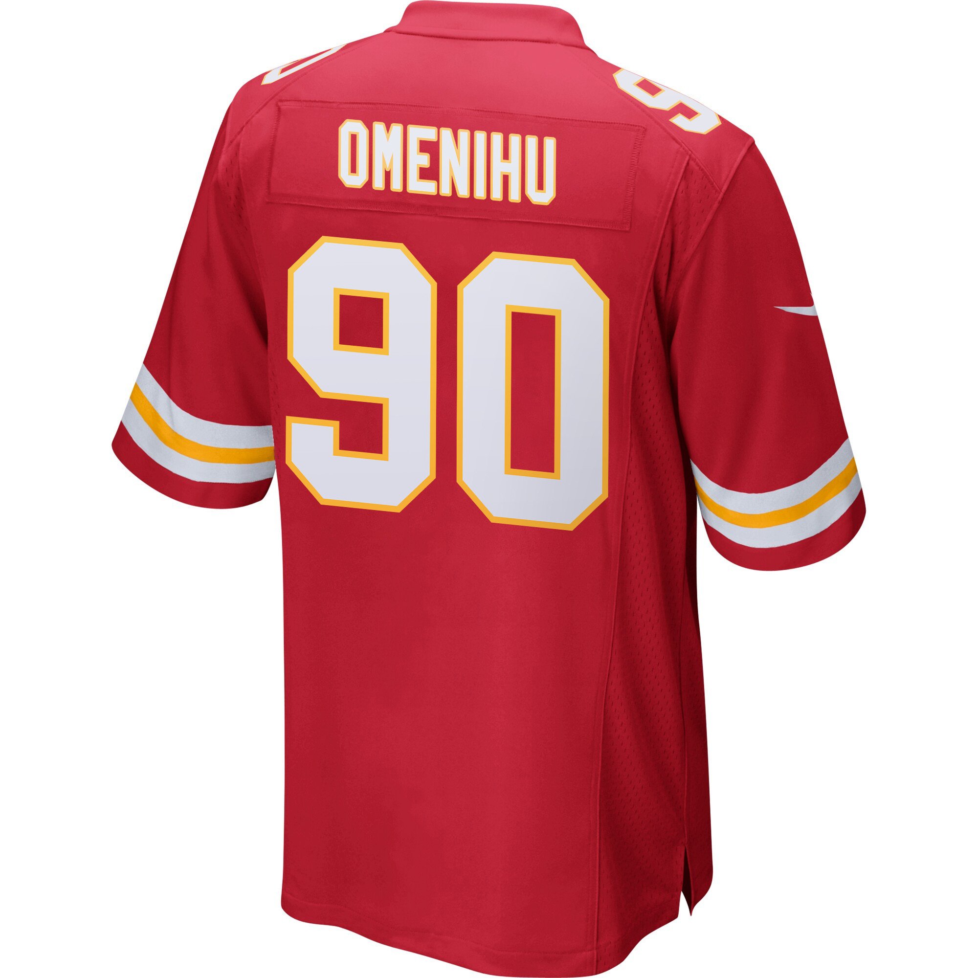 Alternative view of Charles Omenihu 90 Kansas City Chiefs Super Bowl LIX Champions Patch 'New Orleans - A Symphony of Sport' EMBROIDERED Game Men Jersey - Red JS6012 nicesnker