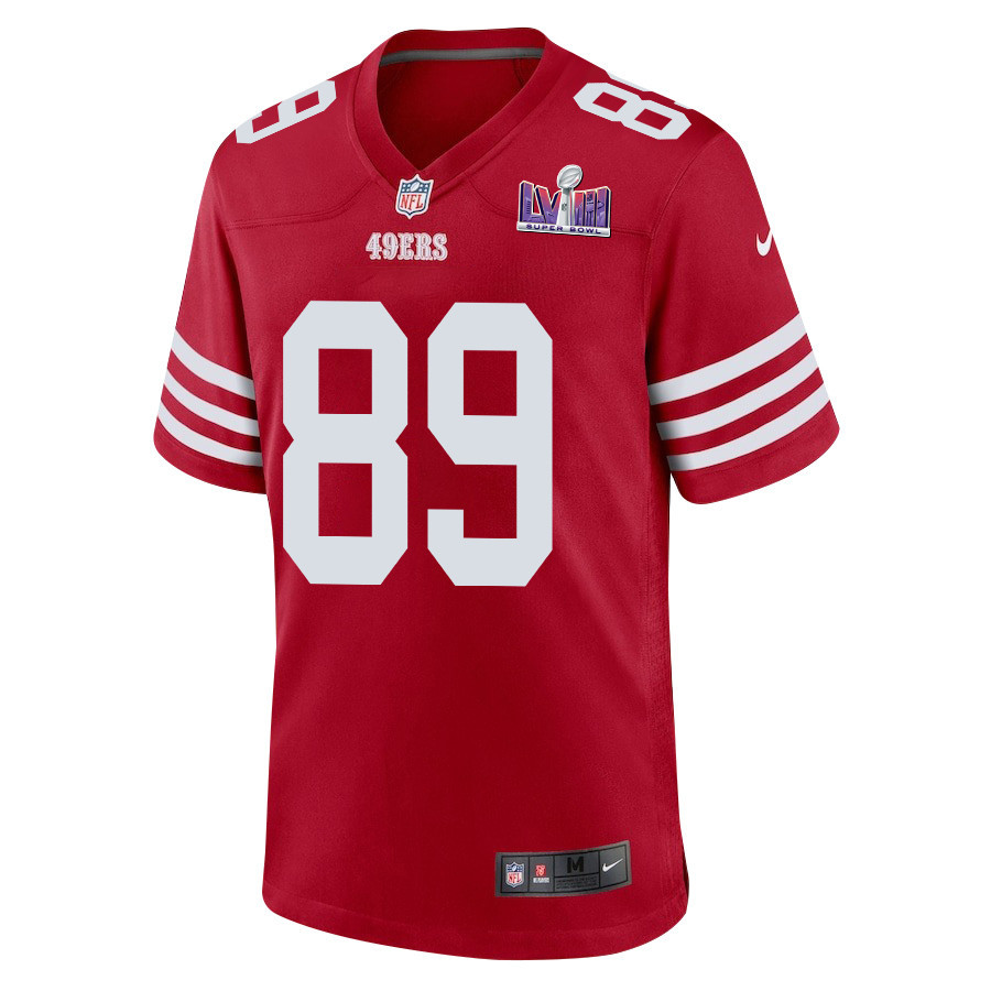 Alternative view of Charlie Woerner 89 San Francisco 49ers Super Bowl LVIII Patch Game Men Jersey - Scarlet JS7630 nicesnker