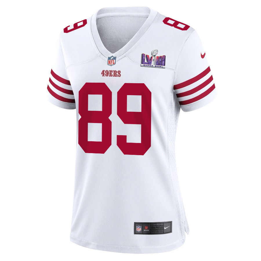 Alternative view of Charlie Woerner 89 San Francisco 49ers Super Bowl LVIII Patch Game Women Jersey - White JS4219 nicesnker