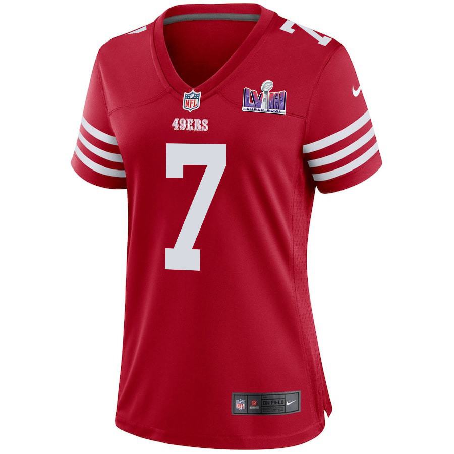 Alternative view of Charvarius Ward 7 San Francisco 49ers Super Bowl LVIII Patch Game Women Jersey - Scarlet JS3363 nicesnker