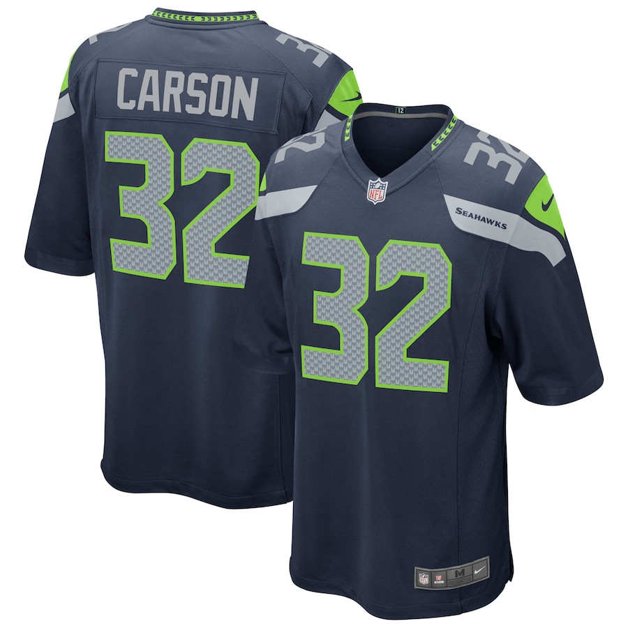 Chris Carson 32 Seattle Seahawks Men Game Jersey - Navy JS5793 nicesnker