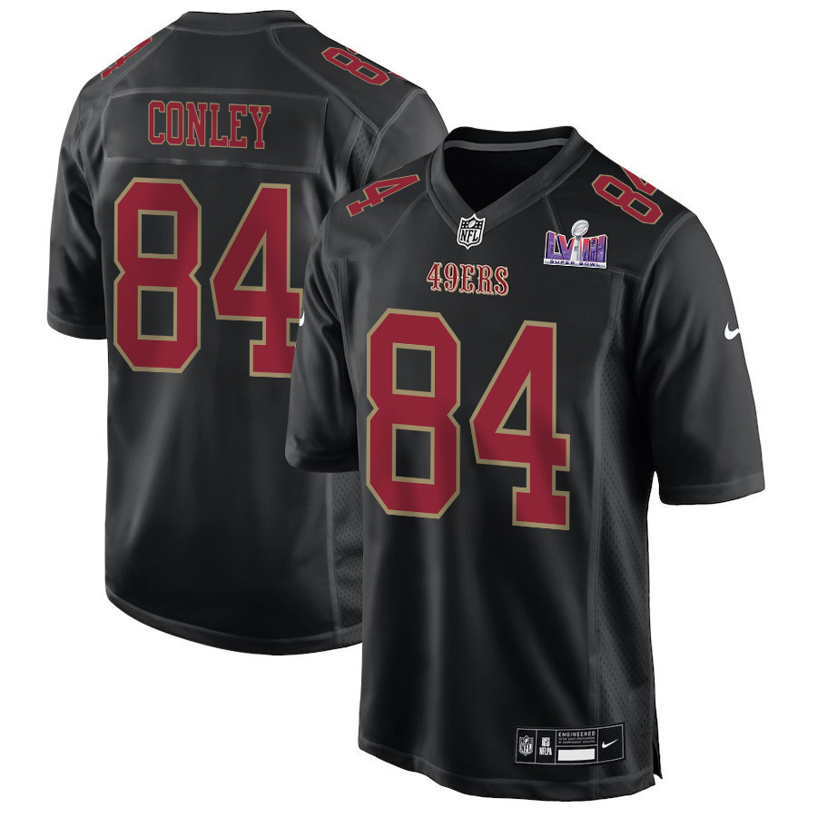Chris Conley 84 San Francisco 49ers Super Bowl LVIII Patch Fashion Game Men Jersey - Carbon Black JS7073 nicesnker