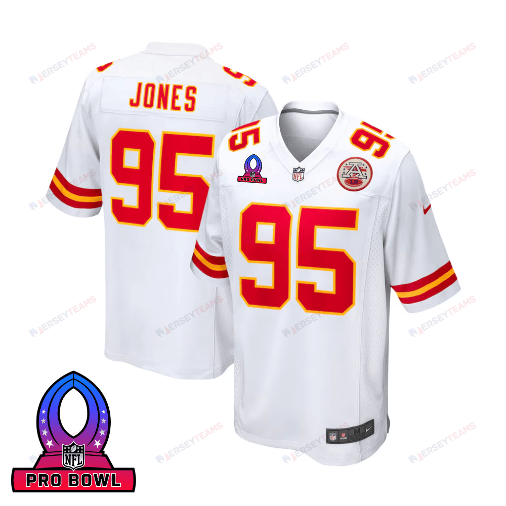 Chris Jones 95 Kansas City Chiefs 2025 Pro Bowl Patch Game Men Jersey - White JS9617 nicesnker