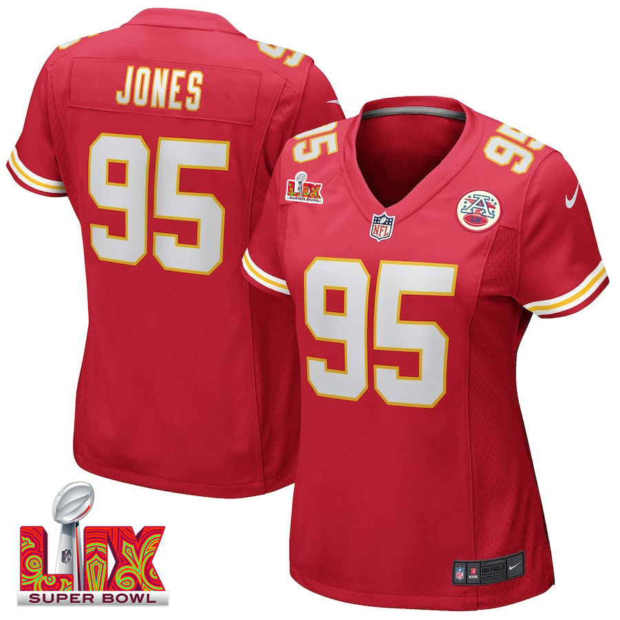 Chris Jones #95 Kansas City Chiefs Super Bowl LIX Women's Jersey - Red JS7922 nicesnker