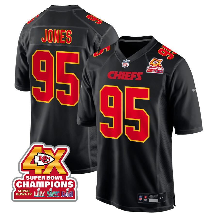 Chris Jones 95 Kansas City Chiefs Super Bowl LVIII Champions 4X Fashion Game Men Jersey - Carbon Black JS7195 nicesnker