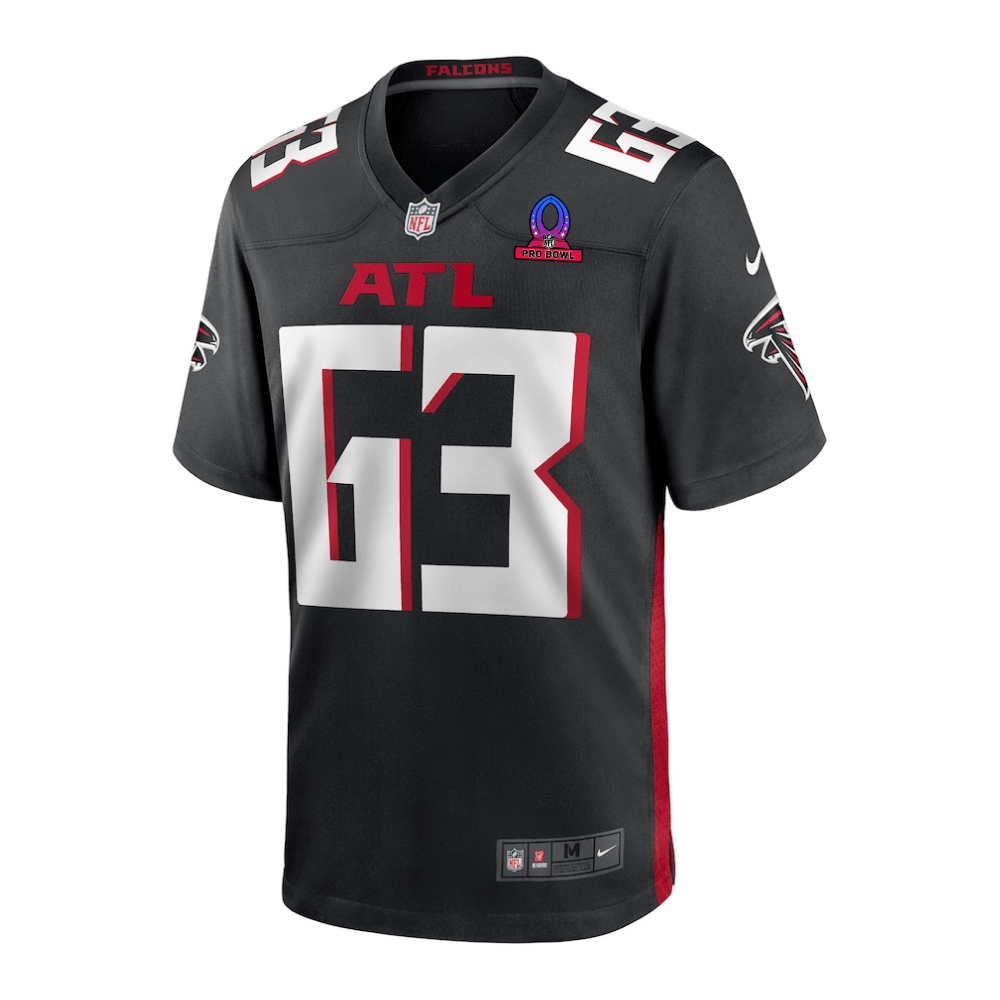 Alternative view of Chris Lindstrom 63 Atlanta Falcons 2025 Pro Bowl Patch Game Men Jersey - Black JS9275 nicesnker