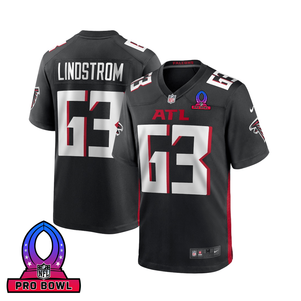 Chris Lindstrom 63 Atlanta Falcons 2025 Pro Bowl Patch Game Men Jersey - Black JS9275 nicesnker