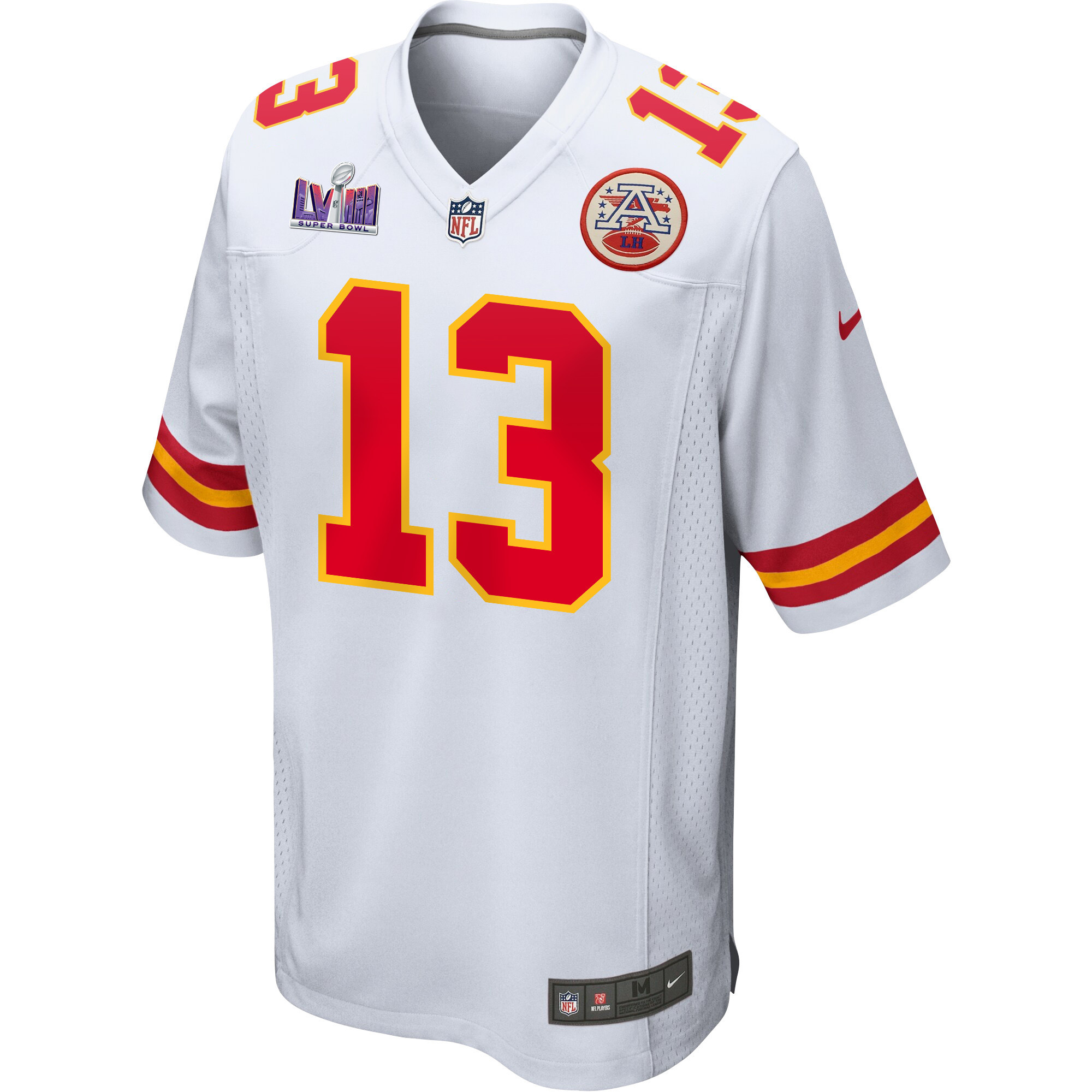 Alternative view of Chris Oladokun 13 Kansas City Chiefs Super Bowl LVIII Patch Game Men Jersey - White JS2161 nicesnker