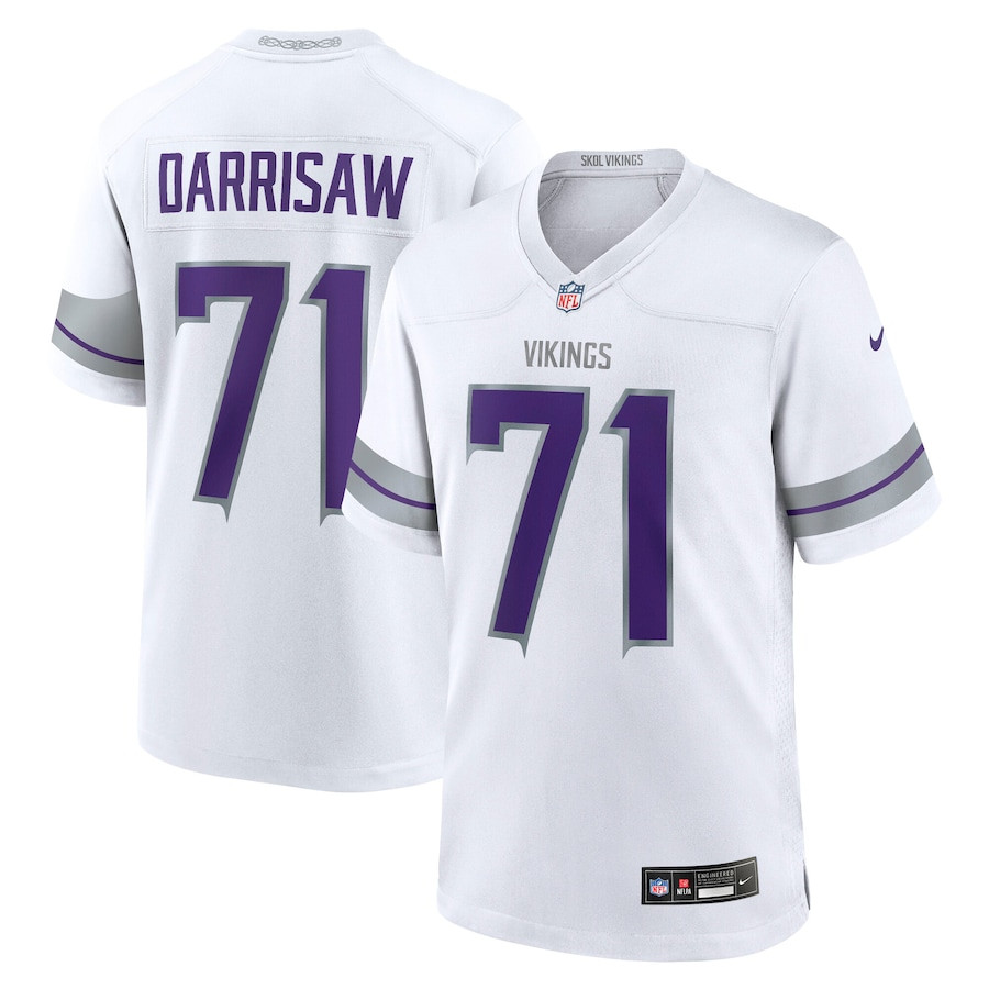 Christian Darrisaw 71 Minnesota Vikings Alternate Game Men Jersey - White JS3522 nicesnker