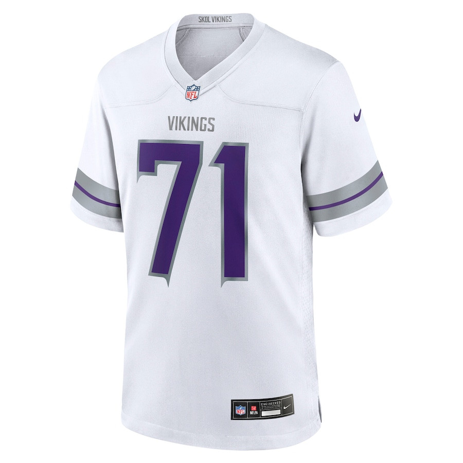 Alternative view of Christian Darrisaw 71 Minnesota Vikings Alternate Game Men Jersey - White JS3522 nicesnker