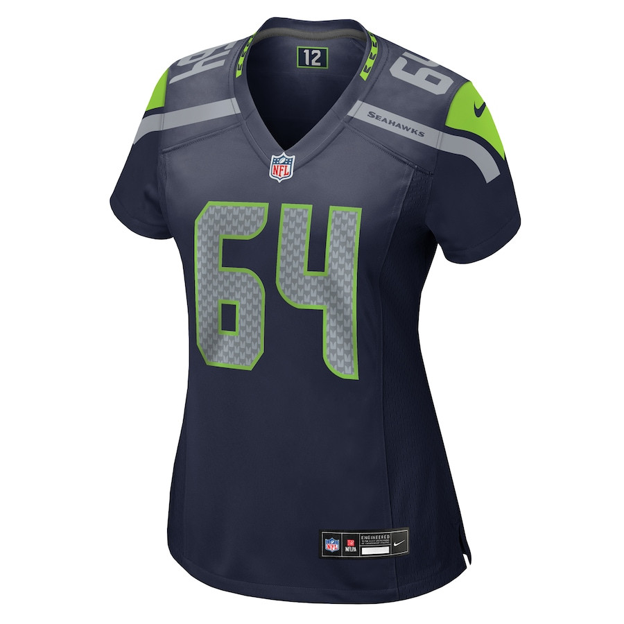 Alternative view of Christian Haynes 64 Seattle Seahawks Women's Game Jersey - College Navy JS9995 nicesnker