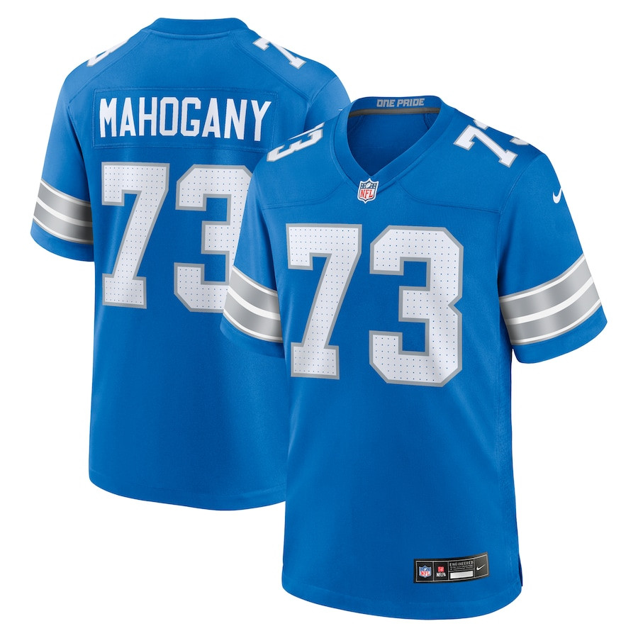 Christian Mahogany 73 Detroit Lions Team Game Men Jersey - Blue JS1189 nicesnker