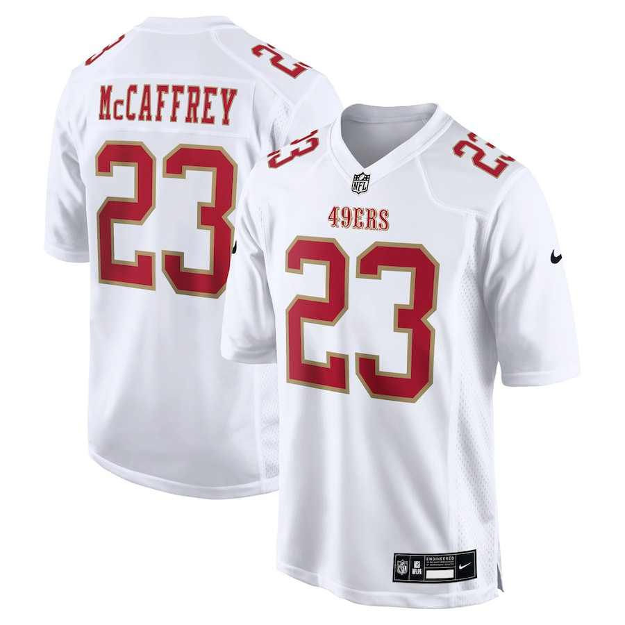 Christian McCaffrey 23 San Francisco 49ers Fashion Game Men Jersey - Tundra White JS9714 nicesnker