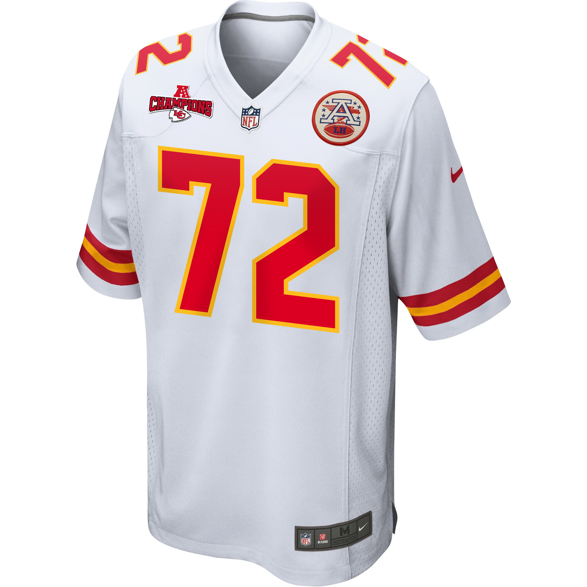 Alternative view of Chukwuebuka Godrick 72 Kansas City Chiefs AFC Champions Patch Game Men Jersey - White JS5071 nicesnker