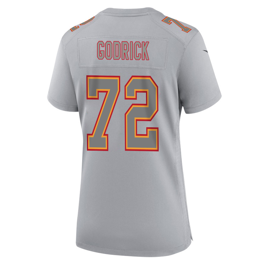 Alternative view of Chukwuebuka Godrick 72 Kansas City Chiefs Super Bowl LVIII Champions 4X Atmosphere Fashion Game Women Jersey - Gray JS1352 nicesnker