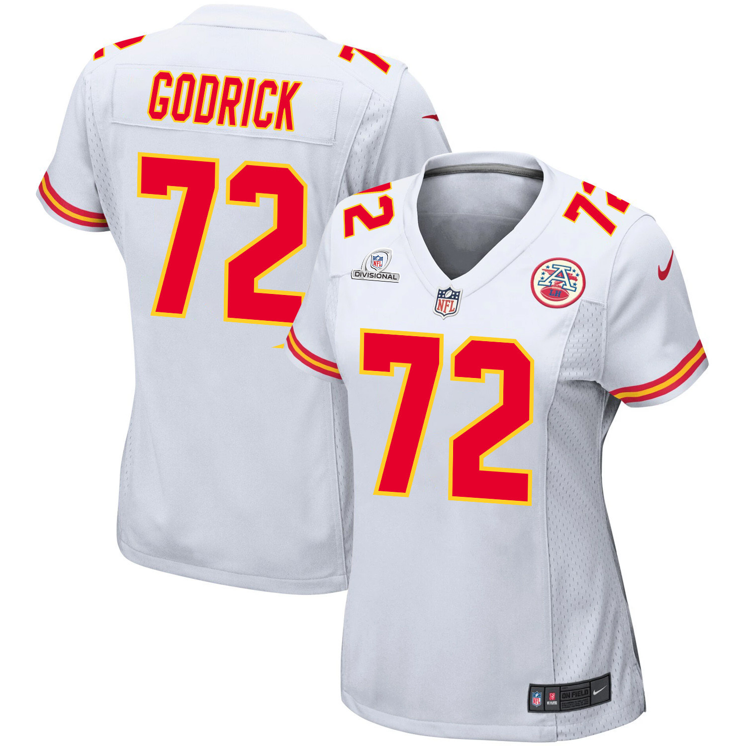 Chukwuebuka Godrick 72 Kansas City Chiefs Super Bowl LVIII Patch Game Women Jersey - White JS2249 nicesnker
