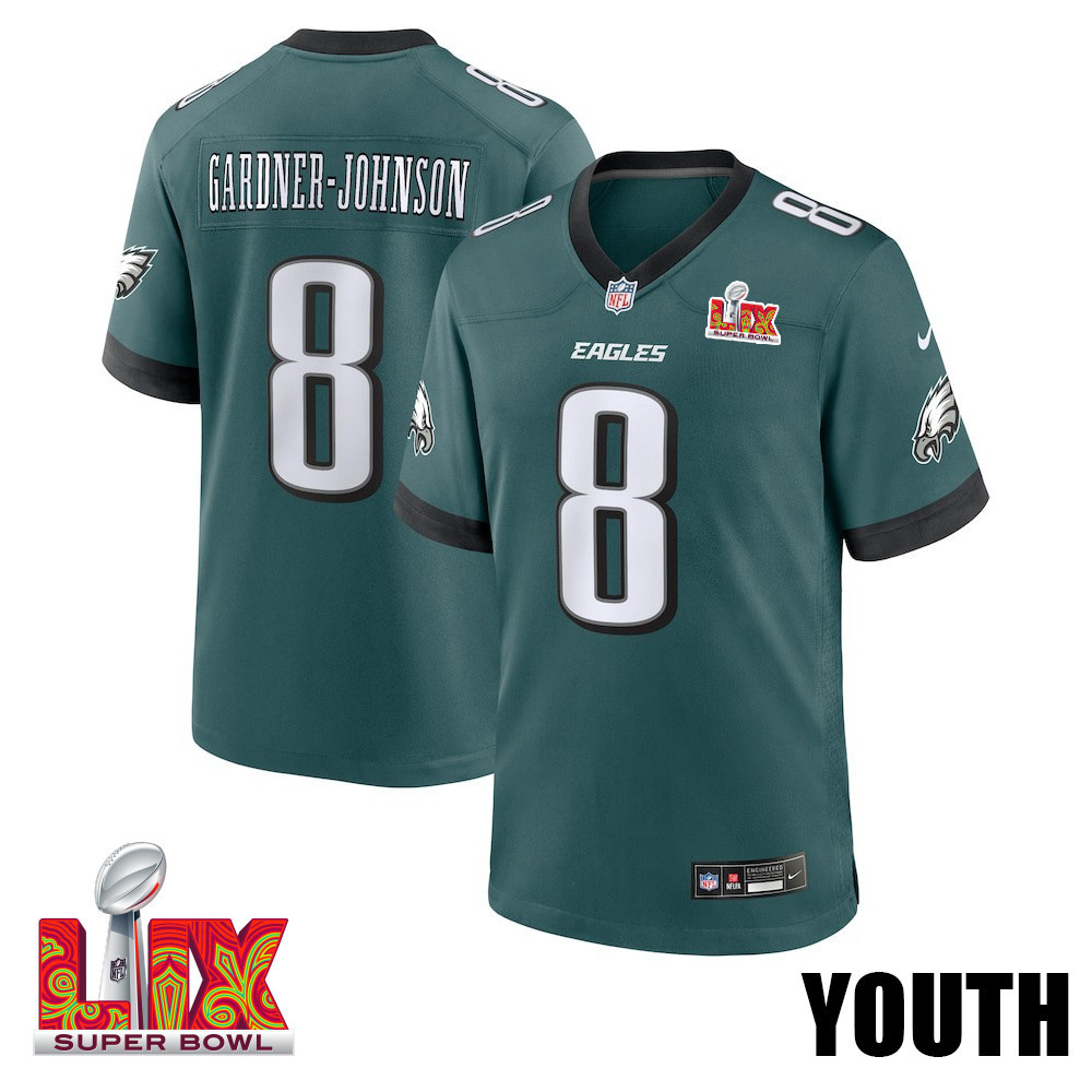 C.J. Gardner-Johnson #8 Philadelphia Eagles Super Bowl LIX YOUTH Jersey - Midnight Green JS4755 nicesnker