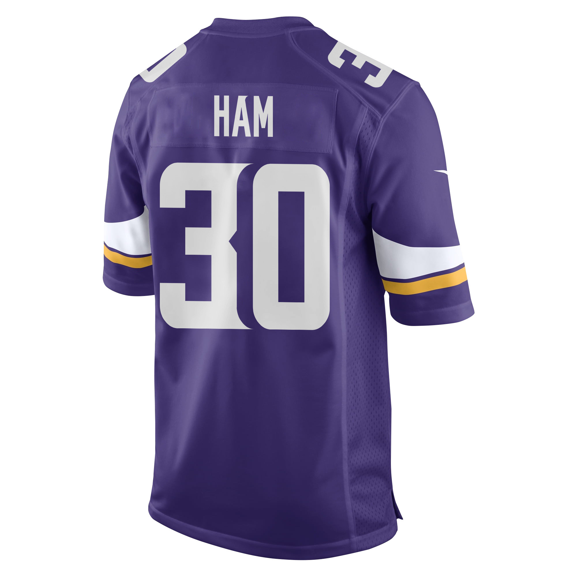 Alternative view of C.J. Ham 30 Minnesota Vikings Super Bowl LIX New Orleans Patch Game Men Jersey - Purple JS6238 nicesnker
