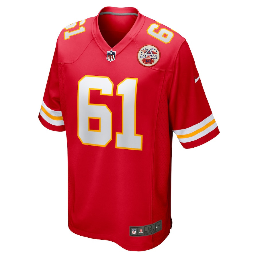 Alternative view of C.J. Hanson 61 Kansas City Chiefs Game Men Jersey - Red JS2203 nicesnker