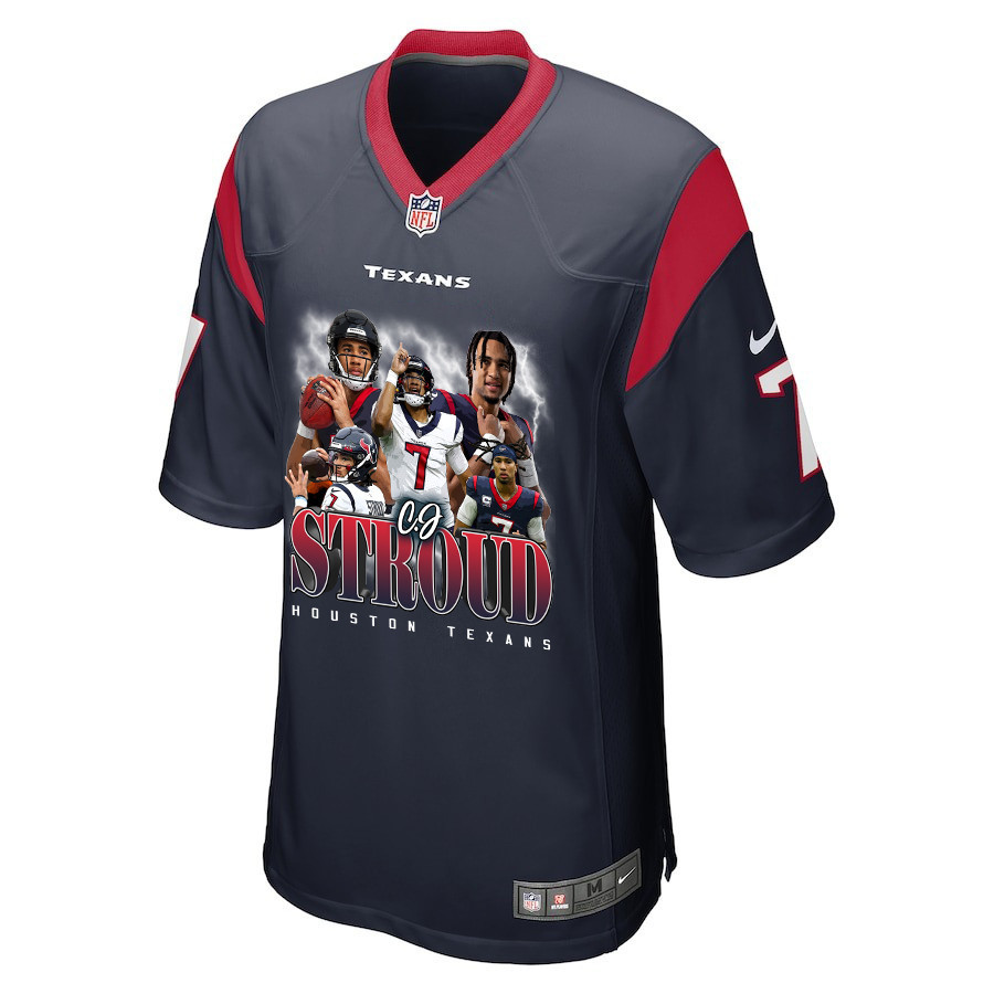 Alternative view of C.J. Stroud 7 Houston Texans The Chosen One Game Men Jersey - Navy JS4928 nicesnker